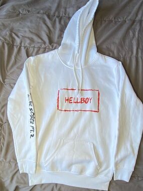 Lil Peep Hellboy White Graphic Hoodie GothBoiClique Rap Merch Size Large
